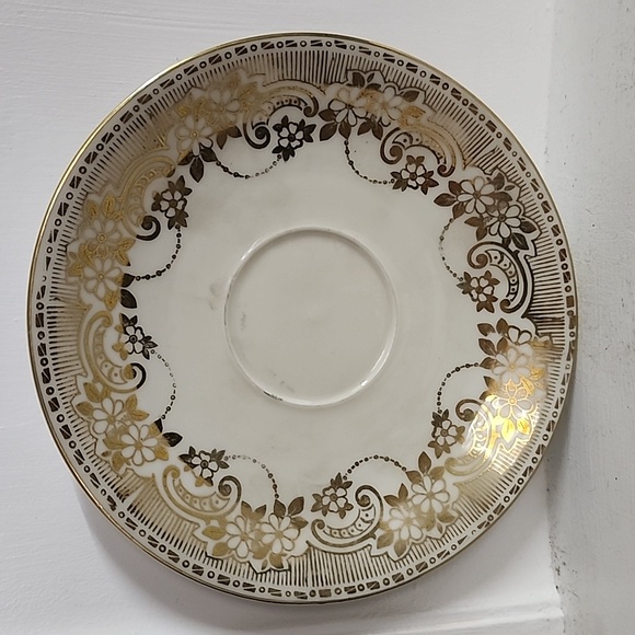 H&C Selb Bavaria Heinrich & CO Tea Cup &Saucer Gold pink Blue Flowers - Picture 2 of 9